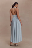 Angelina Scuba Halter Midi Dress Pale Blue