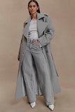 Levi Long Trench Wool Coat Grey Marle