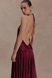 Sylvie Lurex Hankie Midi Dress Wine