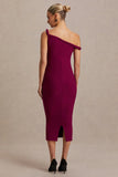Salome Burgundy Twisted Asymmetric Maternity Midi Dress