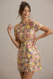 Eira Pastel Floral Print Embellished Mini Dress