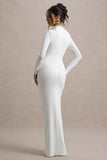 Victoria White Long Sleeve Maxi Dress With Wrap Skirt