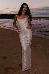 Jasmyn Hot Fix Maxi Dress With Mesh Back Nude