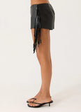 Isiah Low Rise PU Shorts - Black