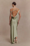 Yvette Slip Maxi Dress With Asymmetrical Hem Sage