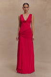 Dania Cowl Neck Slinky Maxi Dress Fuchsia Pink