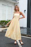 Women Striped Maxi Dress Sleeveless Backless Cutout Smocked Sundress Spaghetti Straps Boho Flowy Dresses