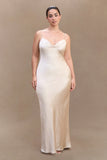 Lilly Sweetheart Satin Maxi Dress Blush Gold