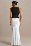 Lilah Cream Satin Maxi Skirt