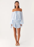 Eira Balloon Sleeve Mini Dress Baby Blue