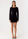 Soft Vision Knit Mini Dress Black