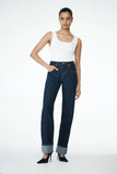 Kirralee Straight Leg Cuffed Jeans Indigo Blue