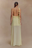Rosalie Floral Chiffon Maxi Dress Pastel Lemon
