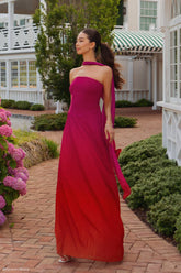 Caira Chiffon Scarf Maxi Dress Ombre Dark Pink