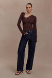 Kaylen Knit Long Sleeve Top Dark Chocolate