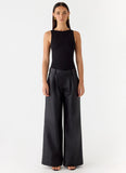 Samuel Low Rise Faux Leather Pants Black