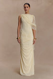 Amandine Ruched Slinky Maxi Dress Lemon