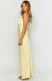 Zya Yellow Satin Maxi Dress