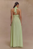 Malakhai Chiffon Halter Maxi Dress Pastel Green