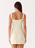 Posy Satin Top - Ivory