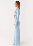 Carnation Long Sleeve Knit Maxi Dress Blue