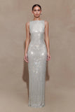 Magnolia Sleeveless Diamante Maxi Dress Silver