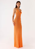 Delfina Cowl Knit Maxi Dress Orange