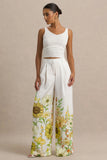 Louise Sunflower Print Wide Leg Trousers