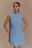 Wynter Scarf Draped Mini Dress Sky Blue