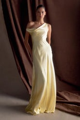 Jacinta One Shoulder Maxi Dress Pastel Lemon