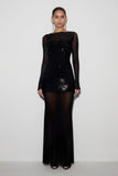 Lior Mesh Maxi Dress With Hotfix Black
