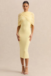 Mirana Lemon Halter Neck Midi Dress