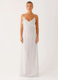 Harri Maxi Dress White Polka Dot