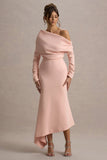 Lou Pink One Shoulder Asymmetric Maxi Dress