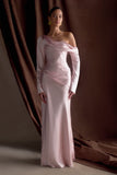 Iris Long Sleeve Satin Maxi Dress Soft Pink