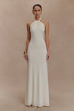 Elyna Slinky Halter Maxi Dress Ivory