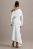 Lou White One Shoulder Asymmetric Maxi Dress
