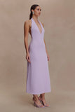 Genie Slinky Halter Midi Dress Lilac