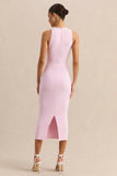 Mirana Light Pink High Neck Midi Dress
