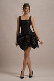 Aveline Black Lace Square Neck Mini Dress With Bows