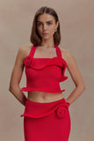 Samira Halter Knit Twist Top Red
