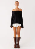 Federica Off Shoulder Knit Black