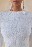 Evangela White Lace Crew Neck Maxi Dress With Wrap Detail