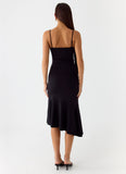 Tranquility Asymmetric Midi Dress Black