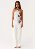 Julissa Halter Top Bloom Wave Print
