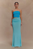 Jasiel Strapless Knit Maxi Dress Cyan Blue
