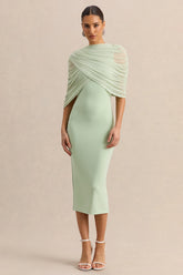 Mirana Mint High Neck Midi Dress