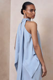 Sancelle Powder Blue Matte Satin Halter Neck Top