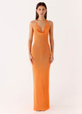Delfina Cowl Knit Maxi Dress Orange