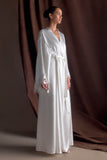 Sullivan Satin Bridal Robe With Lace Ivory